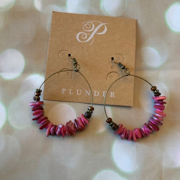 Plunder Jewelry - Plunder Trendy Antique Gold Hot Pink Earrings